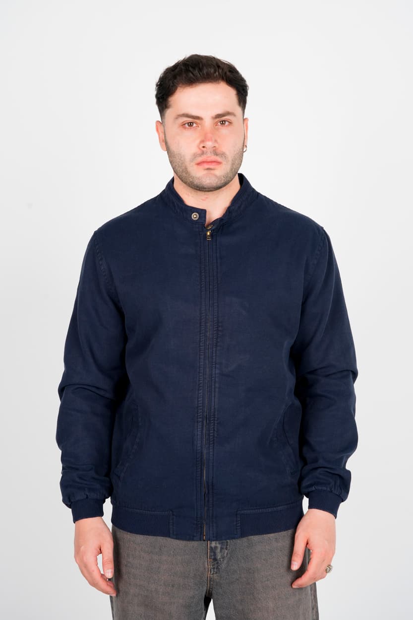 کاپشن یقه فرنچ کتان مردانه