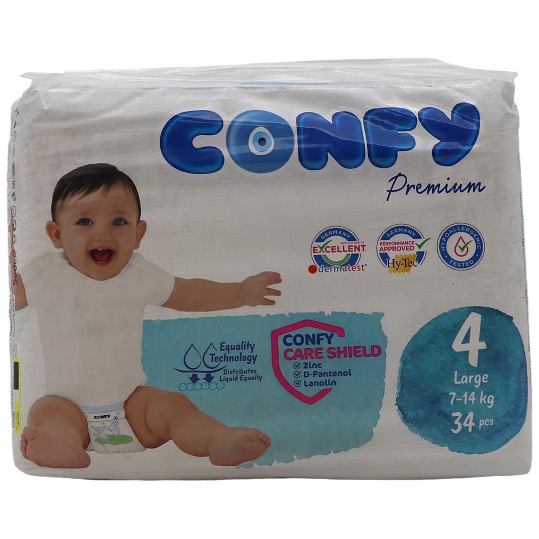 پوشک بچه پریمیوم سایز 4 لارج 34 عددی ـ کانفی