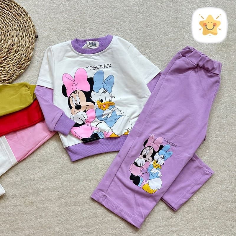 بلوز شلوار دخترانه داخل کرک برند DENIZ میکی موس جنس عالی مناسب 2 تا 6 سال