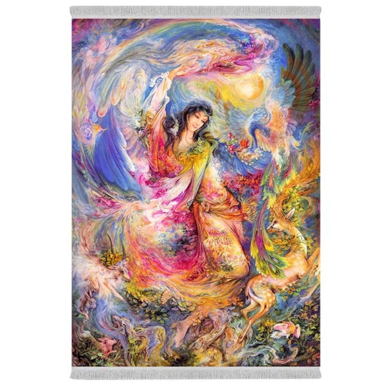 فرش پارچه‌ای دفه مدل فرشینه شانل مخمل طرح فانتزی کد 7197