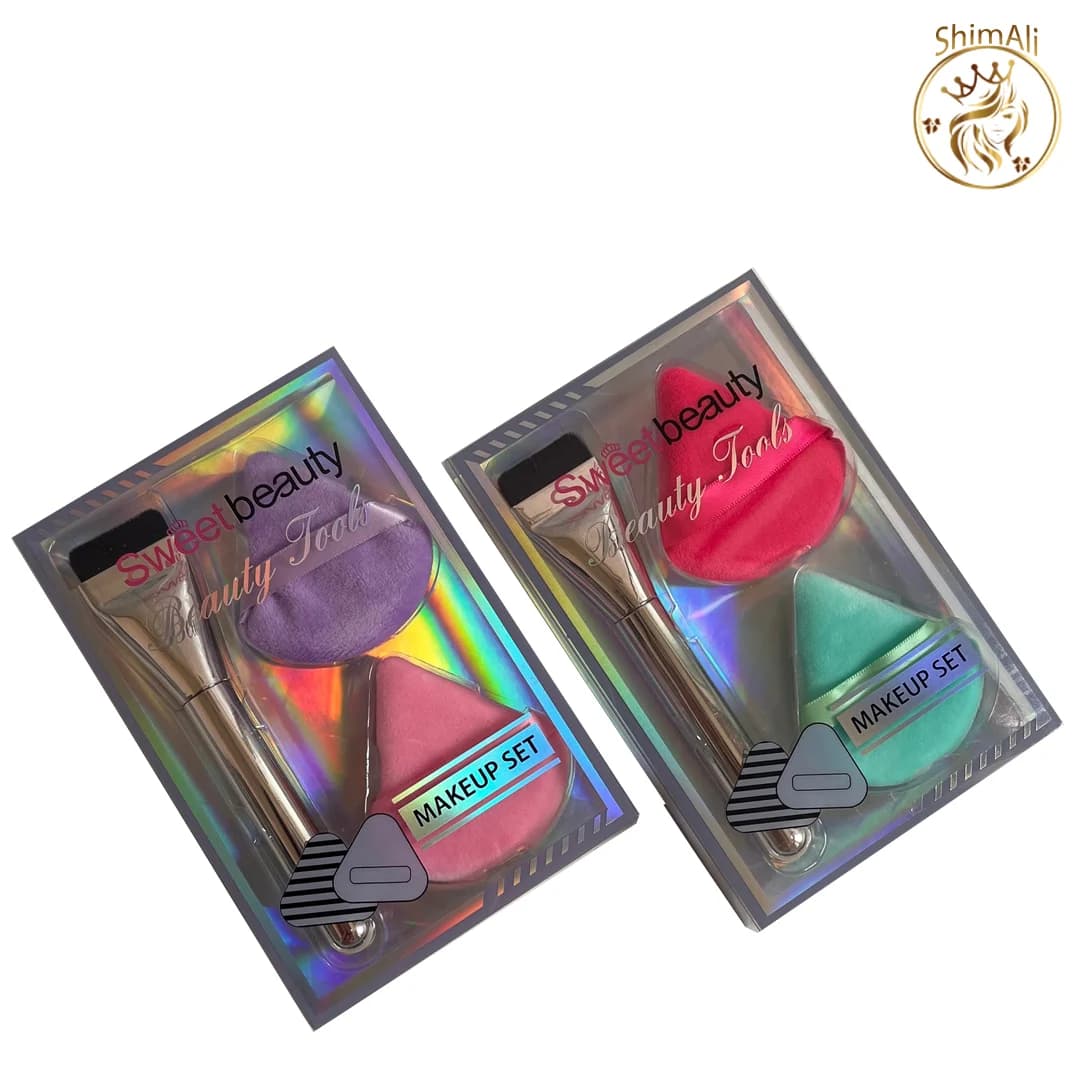 پک سه عددی براش تخت کرم پودر و پد مثلثی