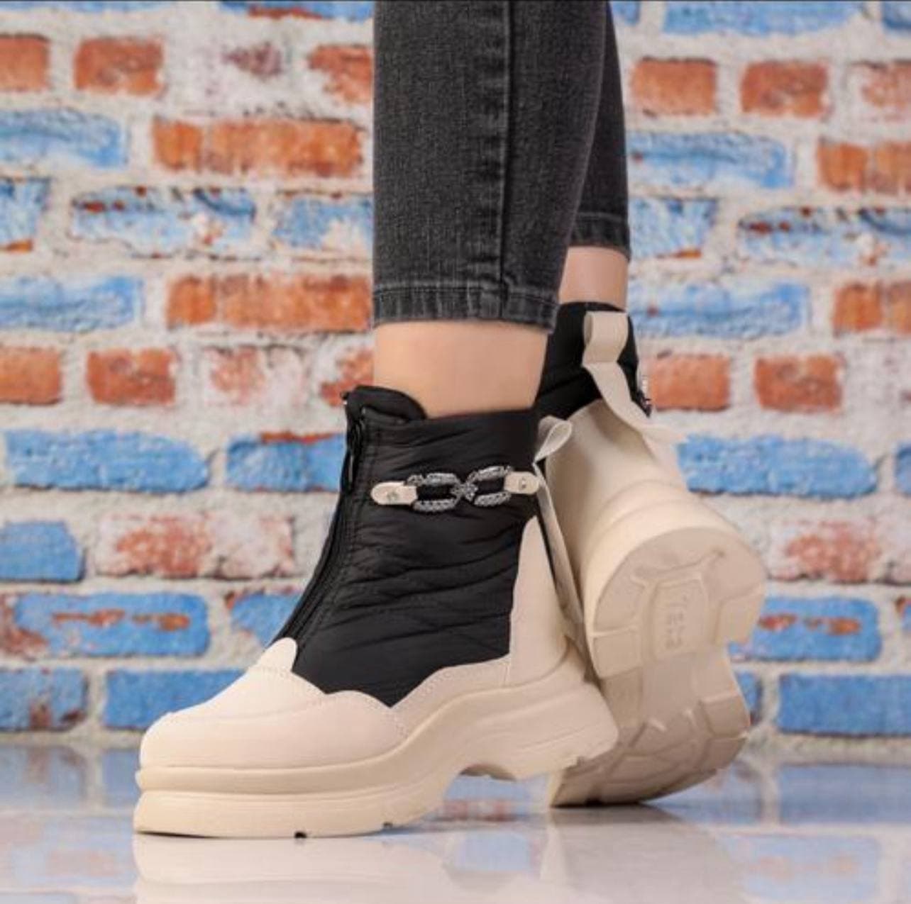 نیم بوت کاپشنی جلو زیپ اسپورت دخترانه کیفیت اصلی