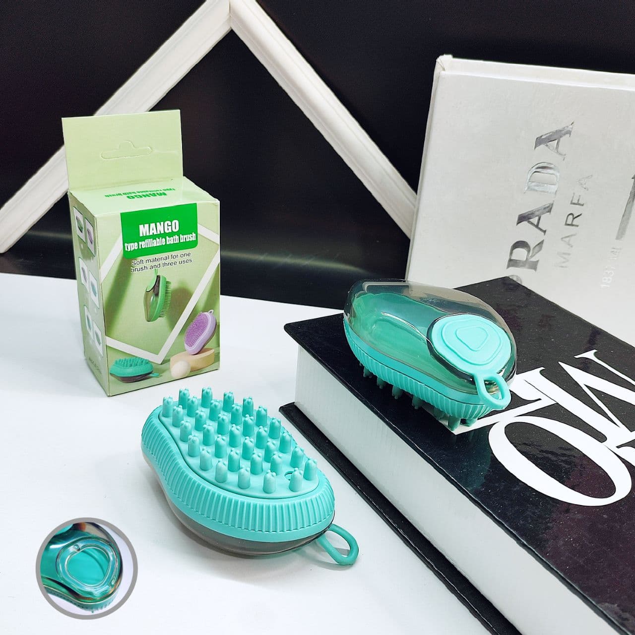 سرشور سیلیکونی مخزن دار و دارای جعبه مانگو Hair Shampoo Brushes
