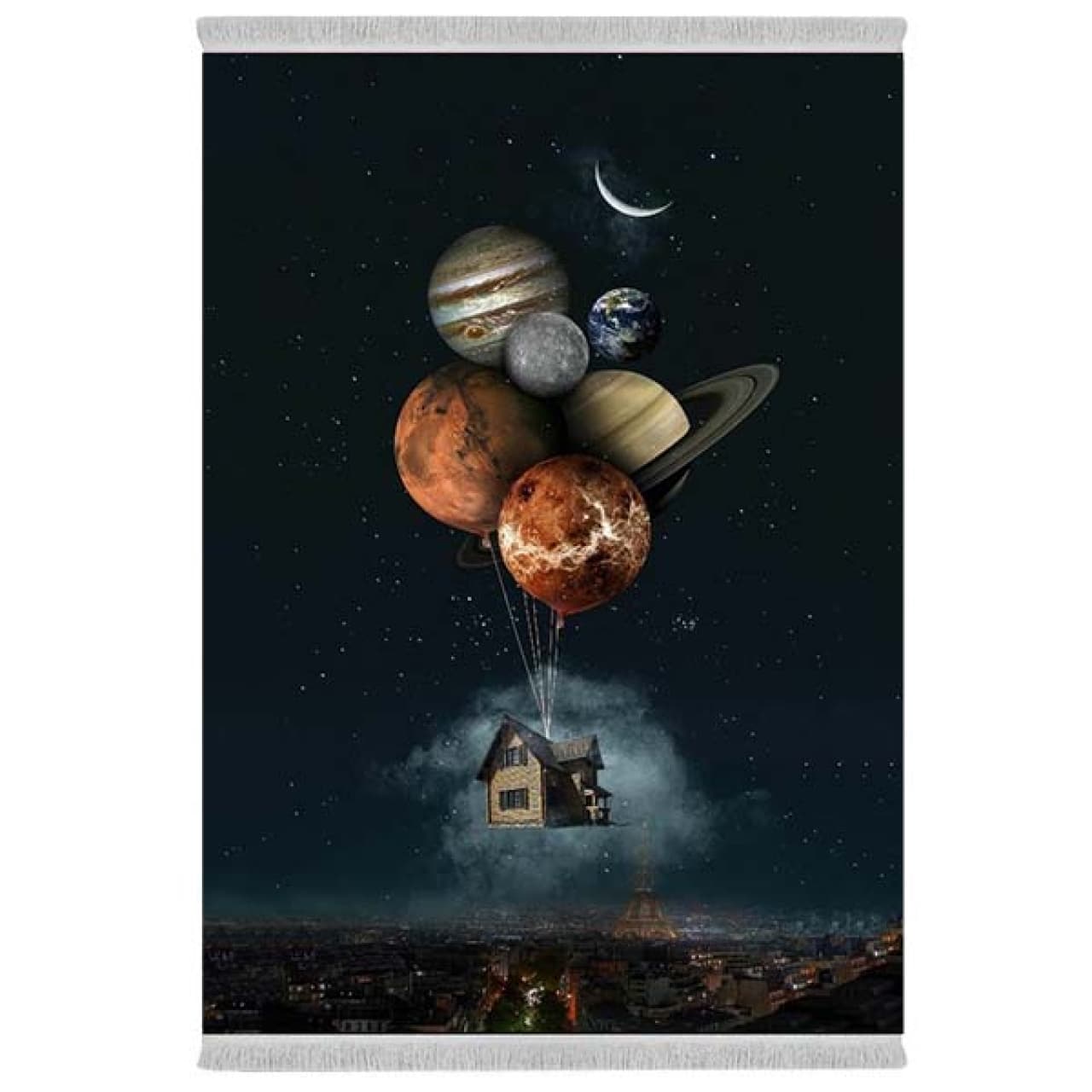 فرش پارچه‌ای دفه مدل فرشینه شانل مخمل طرح فانتزی کد 7253