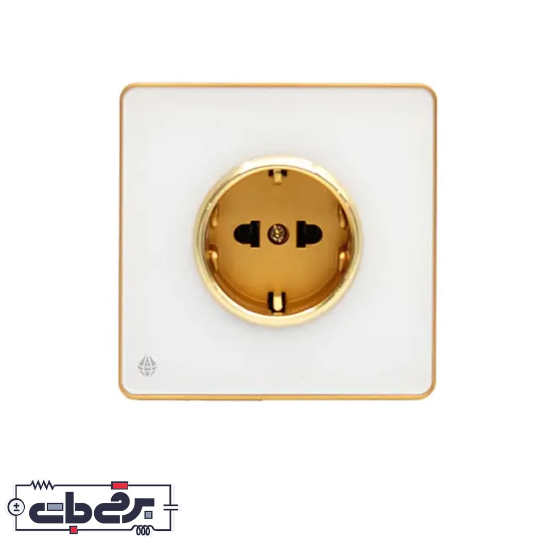 پریز برق ارت دار یاقوت سفید – طلایی آسیا