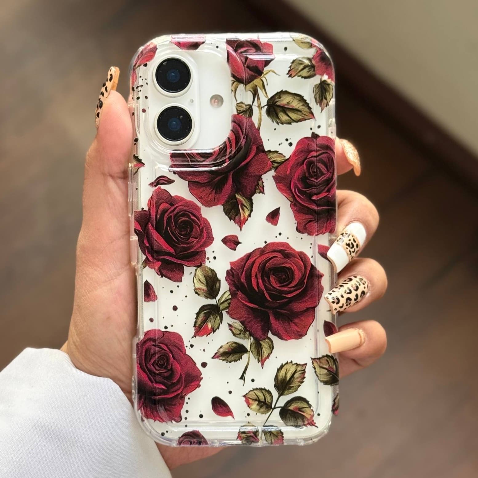 قاب بالشتی شفاف گل سرخ