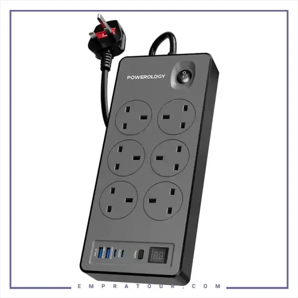 چند راهی برق 6 پورت پاورولوژی Powerology 6AC 2990W Power Strip PWCUQC046BK