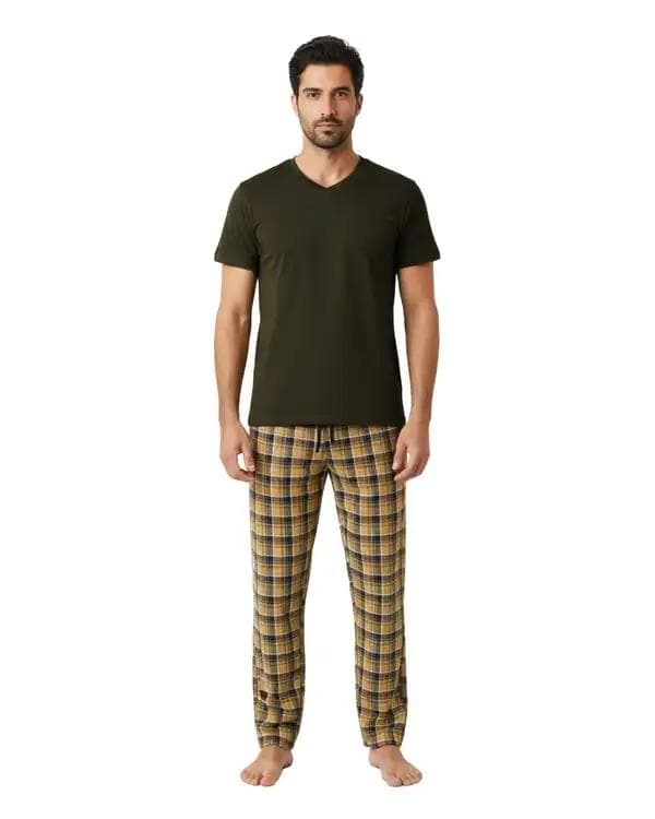 ست تی شرت و شلوار راحتی مردانه سبز ارتشی پاتر Potter کد 148