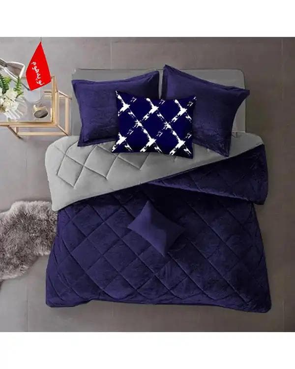 روتختی یک نفره 5 تکه مینیمال نوپه هوم Nopehome طرح لوزی سرمه ای کد 118