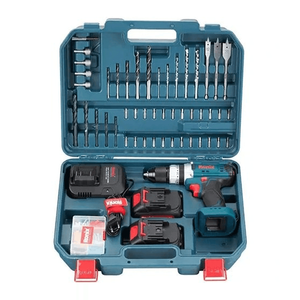 کیت دریل پیچ گوشتی چکشی شارژی رونیکس 20 ولت مدل RS-8619 دو باتری