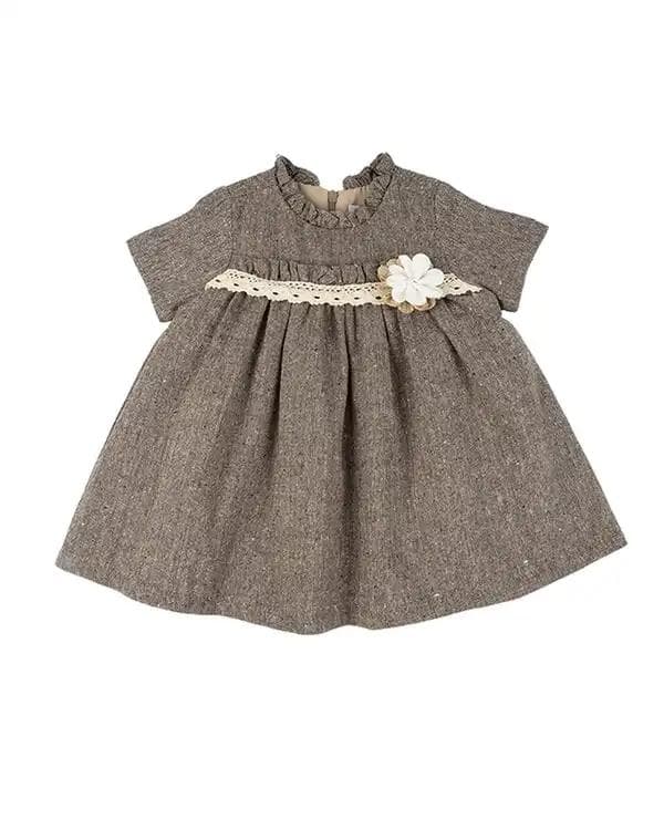 پیراهن نوزادی دخترانه قهوه ای فیورلا Fiorella مدل گل پاییزی 1 کد 25504