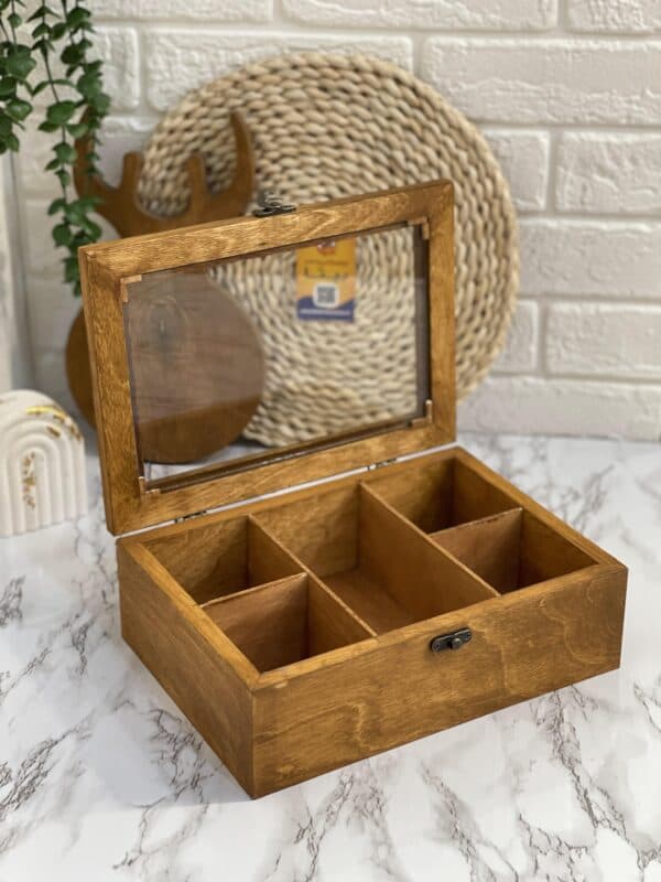 جعبه تی بگ(تی باکس) 5 خانه چوب روسی پلای وود سفارشی بسیار باکیفیت