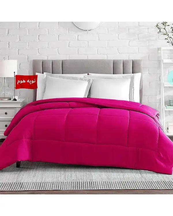 لحاف یک نفره یک تکه سرخابی نوپه هوم Nopehome طرح مربع کد L24-1 مناسب عرض تشک 80 الی 90