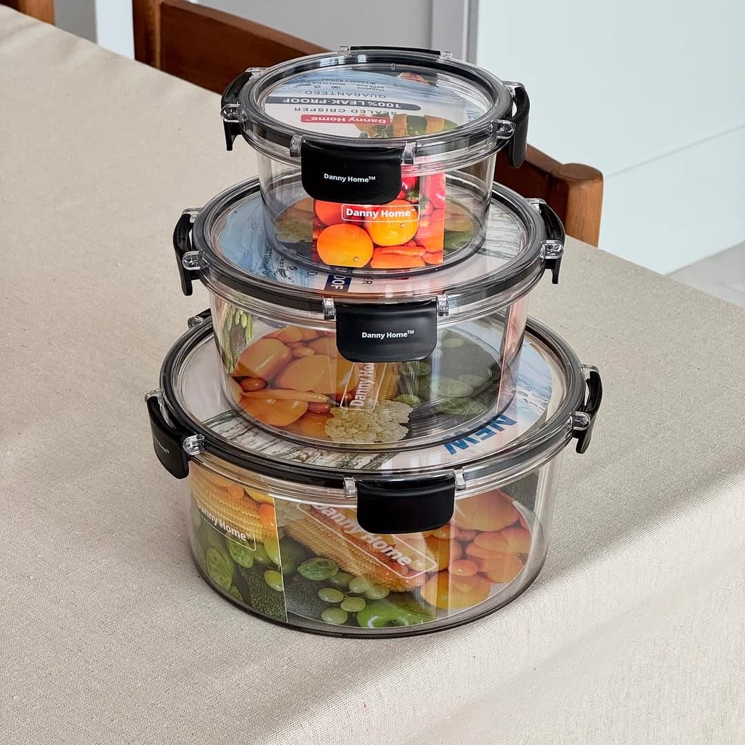 ظروف نگهداری دنی هوم درب‌دار اکرولیک گرد