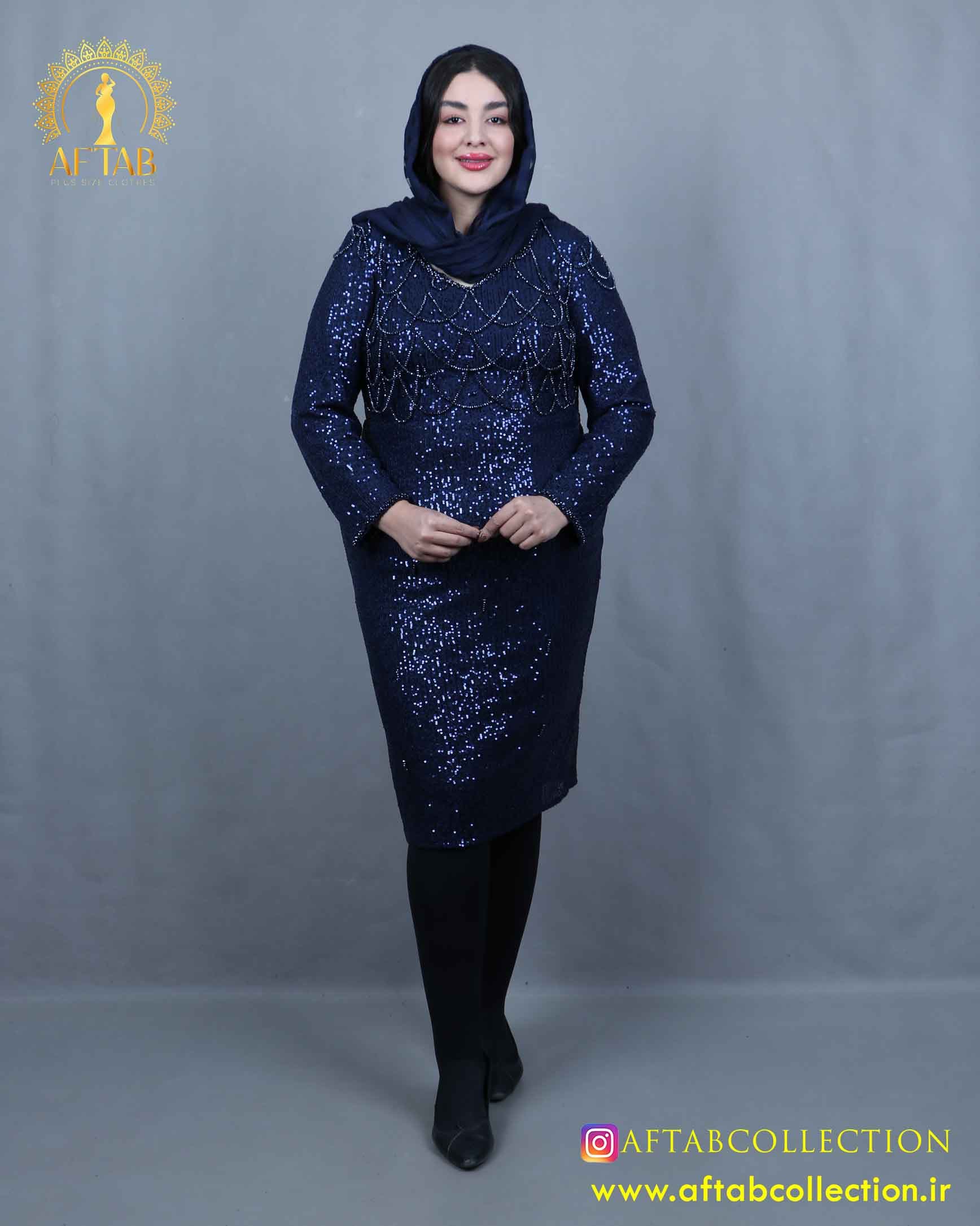 پیراهن مجلسی میدی پولک سایزبزرگ 6177