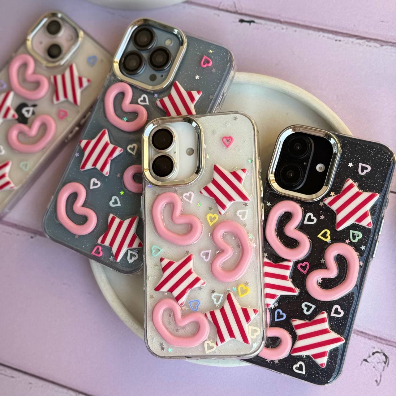 قاب آبنبات ستاره و قلب برجسته