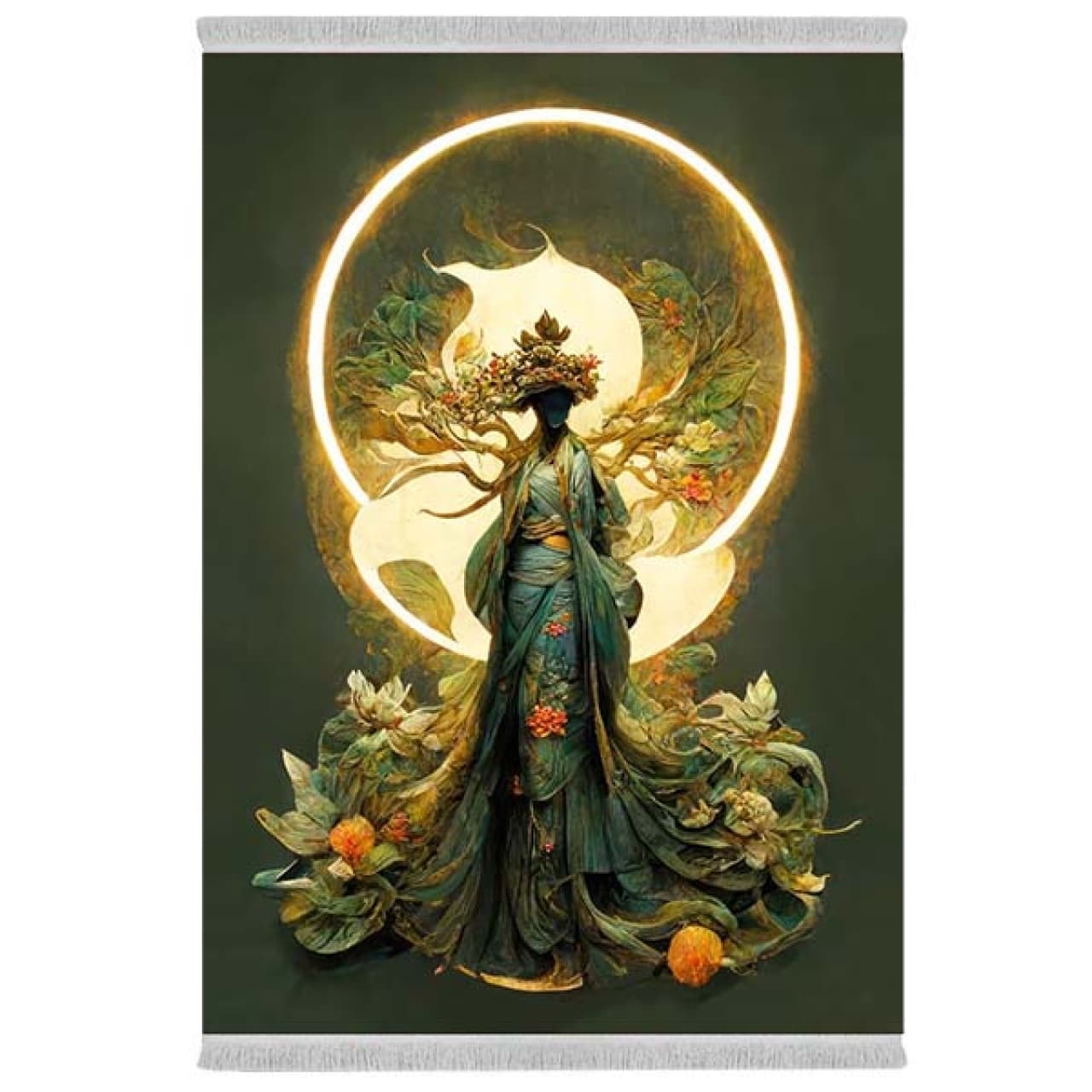 فرش پارچه‌ای دفه مدل فرشینه شانل مخمل طرح فانتزی کد 7239