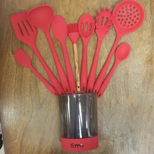 ست کفگیر ملاقه سیلیکونی روما Roma قرمز