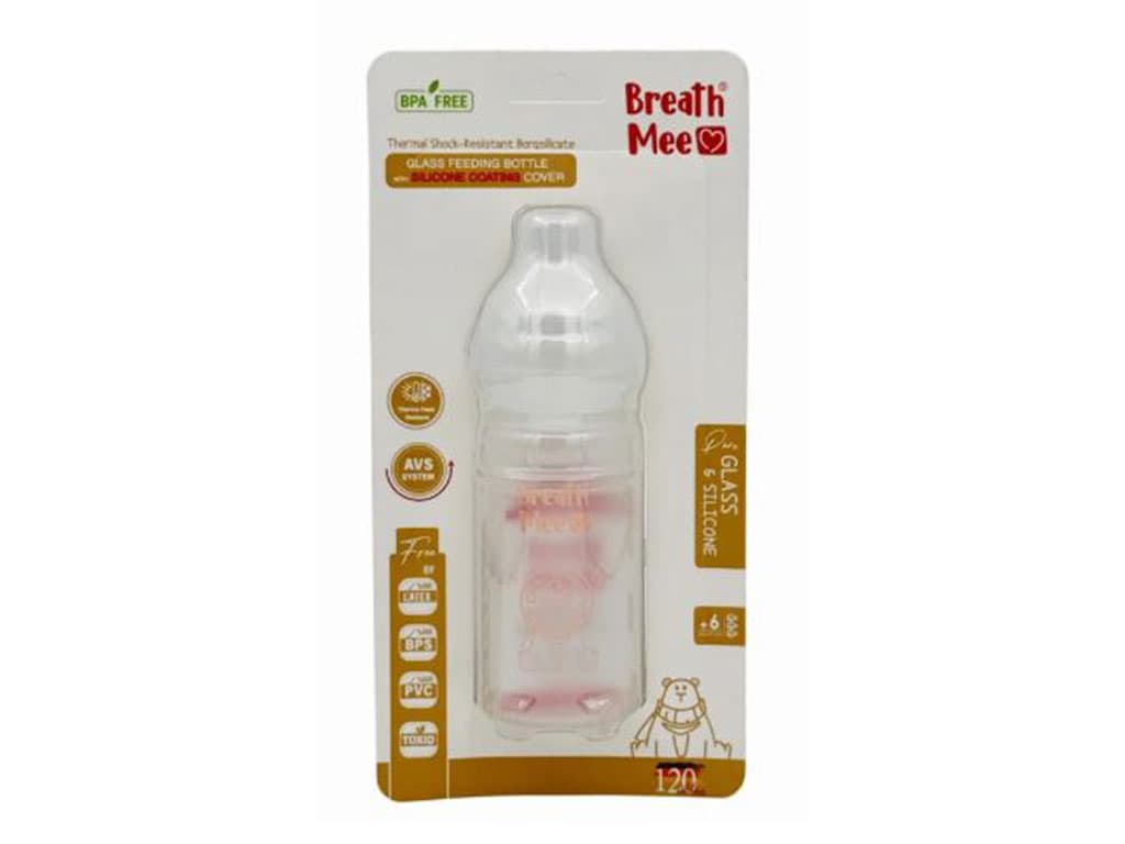 شیشه شیر پیرکس بالای 6 ماه 3 قطره حجم 120 mil برث می breath mee