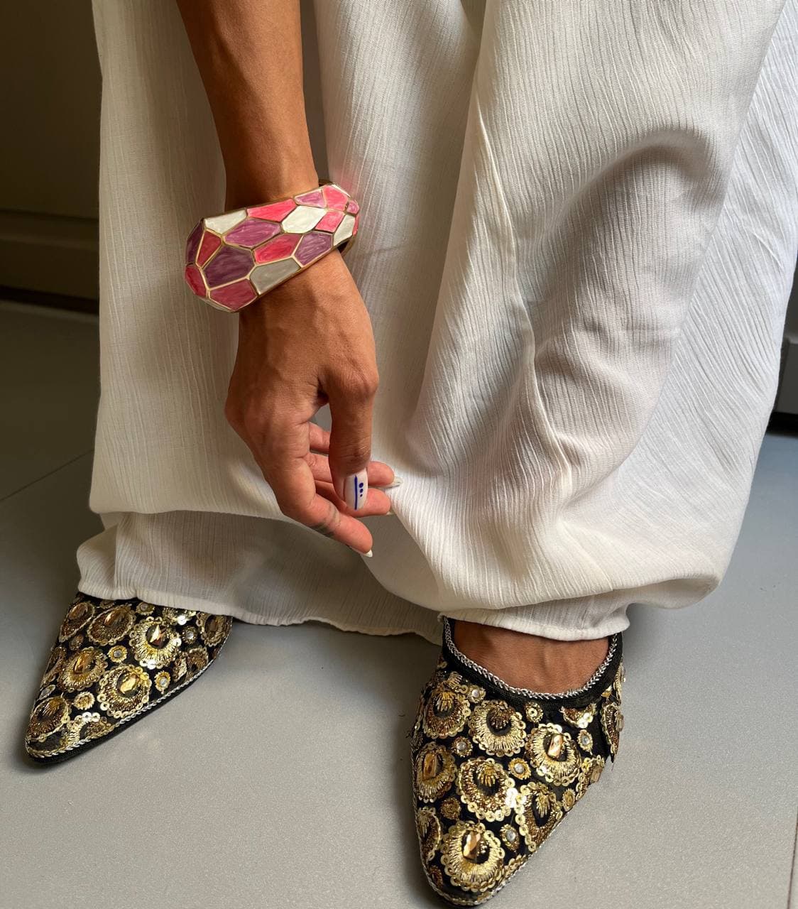 بنگل میناکاری پهن دفرمه وارداتی