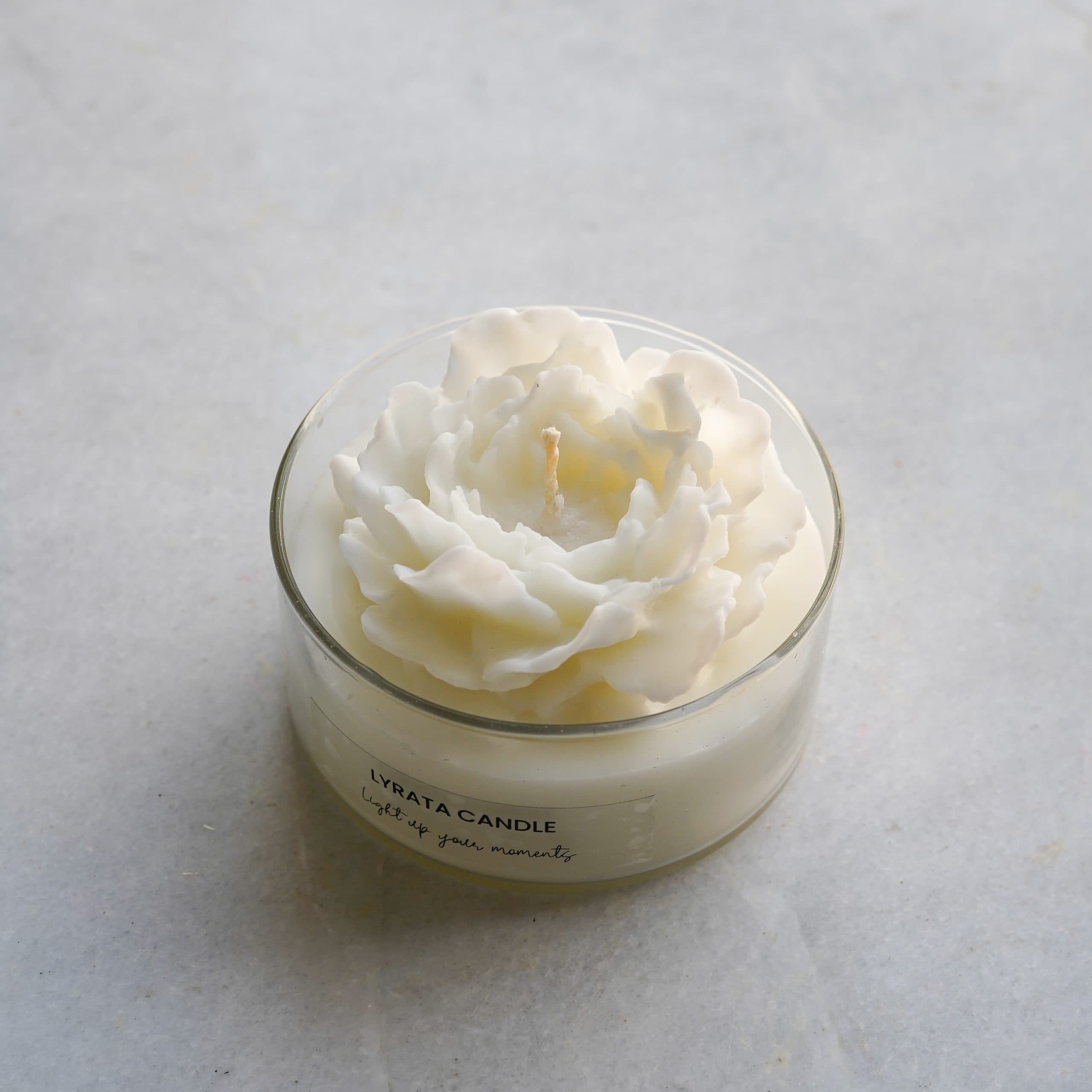 شمع دست ساز شیشه ای گل لی لی