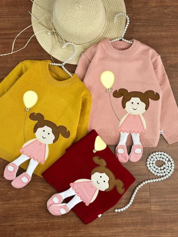 بافت دختر عروسکی و بادکنک