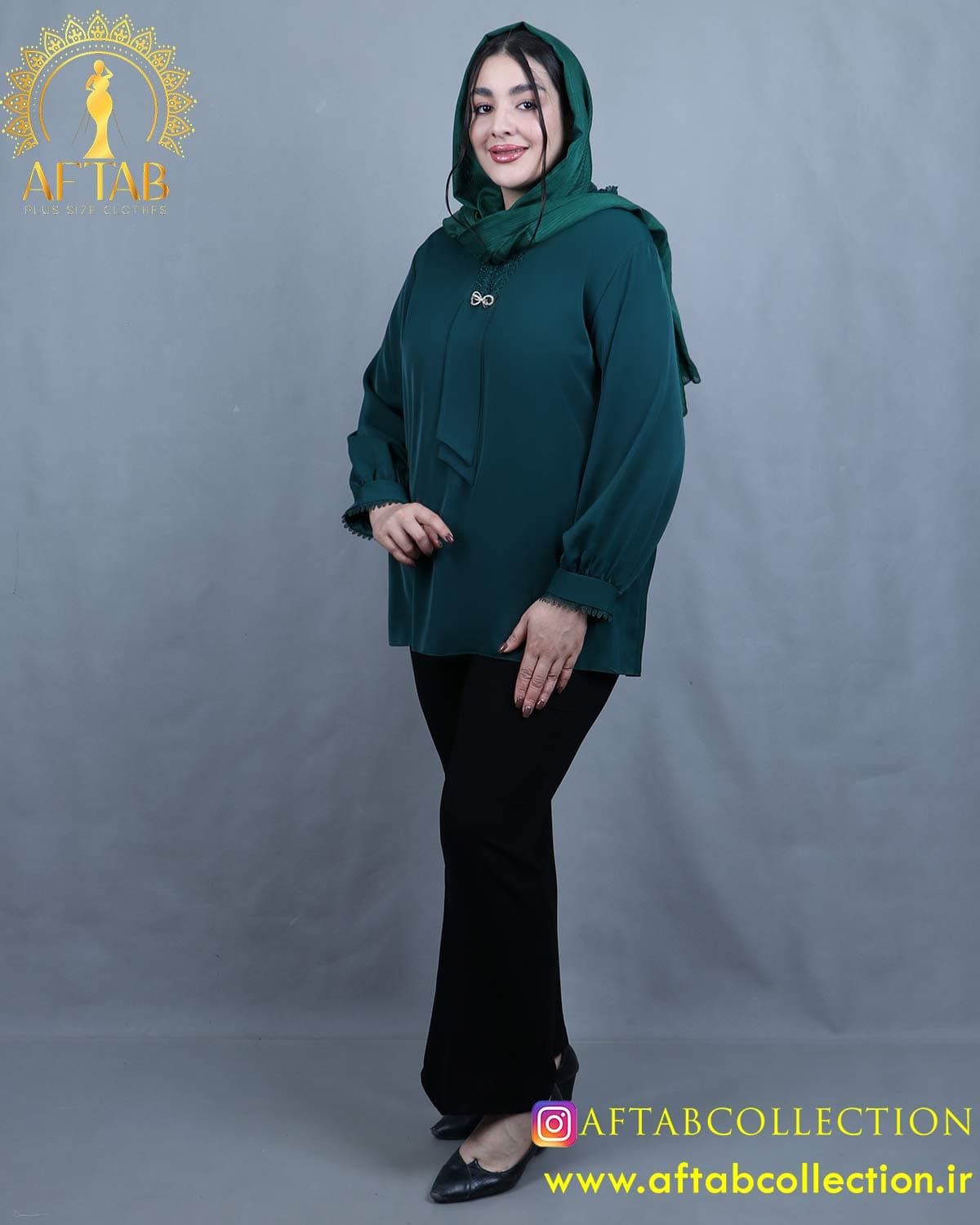 شومیز یقه کراواتی گیپور سایزبزرگ 6190