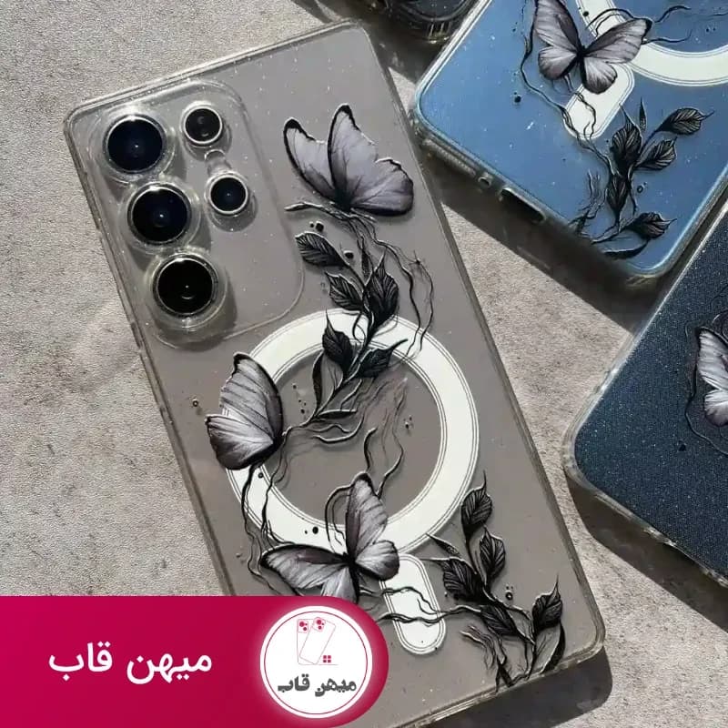 قاب سامسونگ ژله ای پروانه های مشکی طرح مگسیف - کد (۱۲۹۱۲۵)