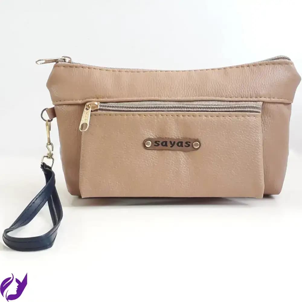 کیف لوازم آرایشی چرمی[کرم]