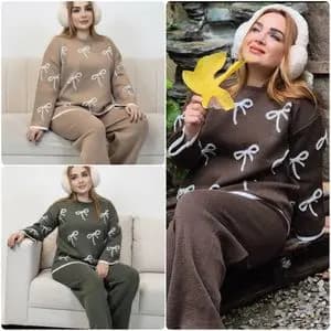 ست بافت زنانه طرح پاپیونی