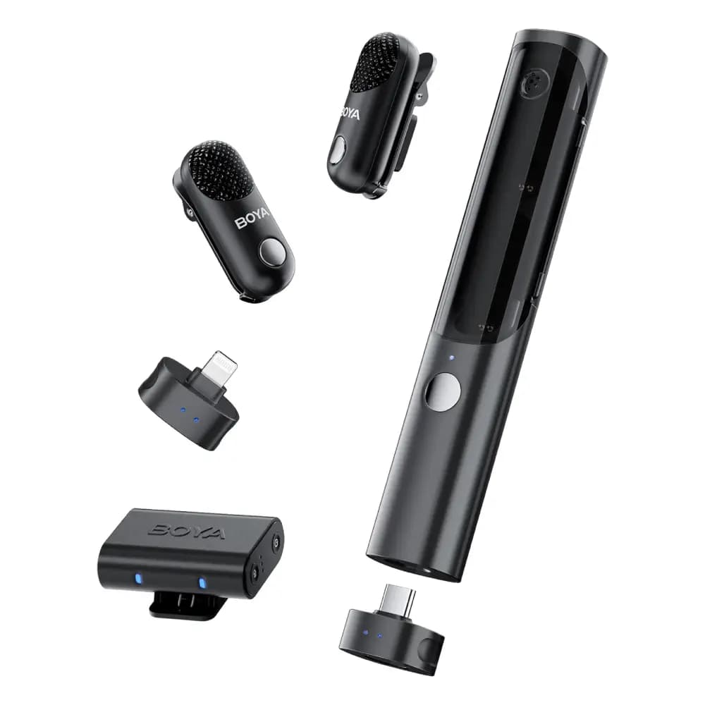 میکروفون بی سیم یقه ای بویا مدل MAGIC-02 با پورت لایتنینگ و Type-Cو‌ جک 3.5 میلی‌متری