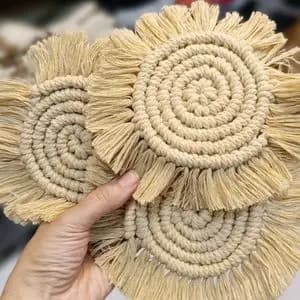 مجموعه سه عددی زیر لیوانی مکرومه