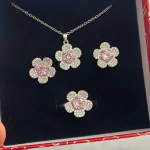 نیمست نگین صورتی استیل