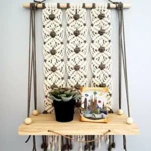 شلف_چوبی مکرومه مدرن طرح قهوه