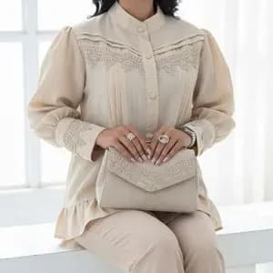 شومیز مجلسی تا سایز 58 رنگ کرم