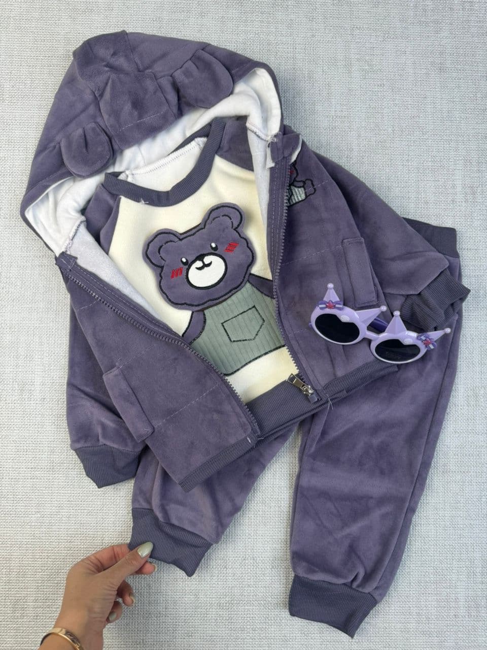 ست سه تیکه بچگانه مخمل تدی