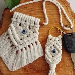 ست جا سوویچی و آویز ماشین مکرومه بافی چشم نظر