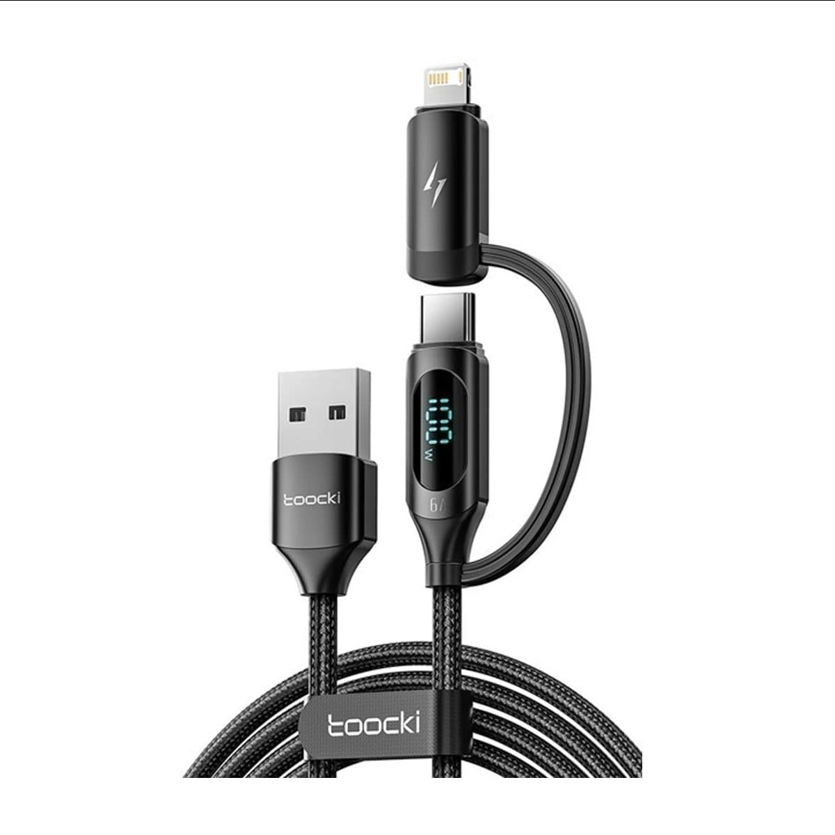 کابل USB به USB-C و لایتنینگ توکی مدل TQ-X03 طول 1 متر