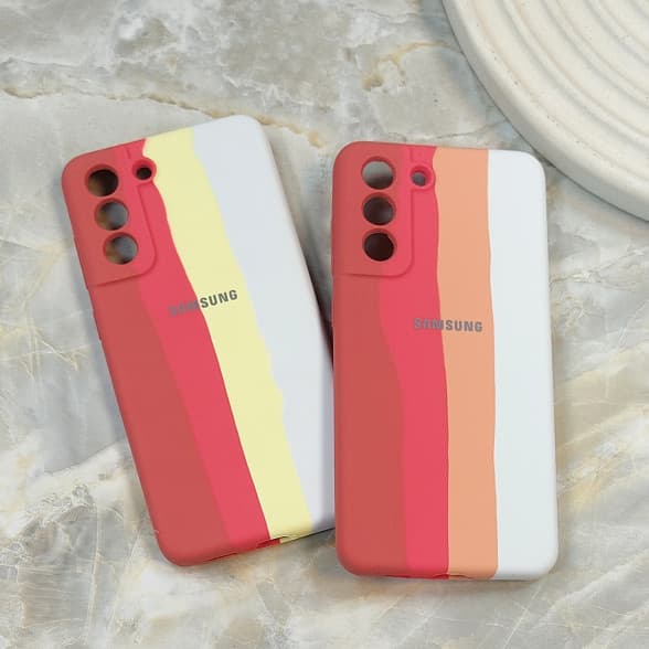 قاب سیلیکونی اورجینال رنگین کمانی محافظ لنزدار Samsung S21 FE