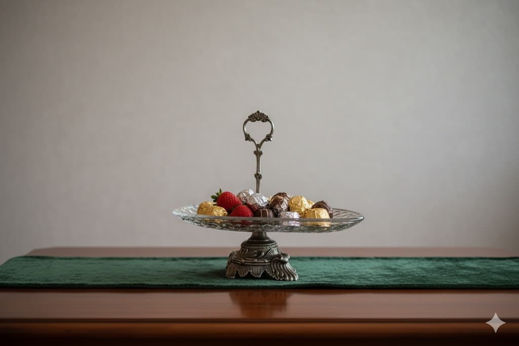 شیرینی خوری سه گوشه بلور پایه پیوتر یونیک کد 1236