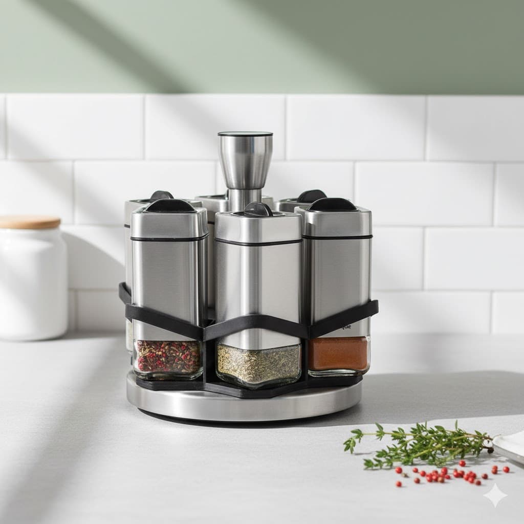 ست ادویه گردان مربعی استیل یونیک کد 1493 (خارجی درجه1)