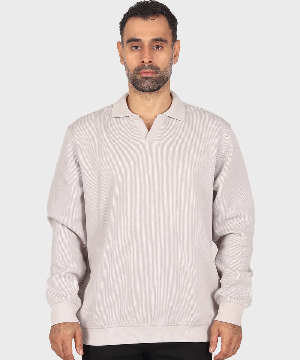 تیشرت آستین بلند مردانه یقه شکاری 0584