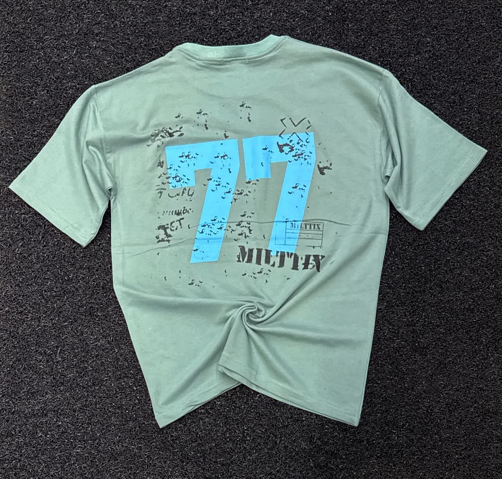 تیشرت پشت چاپ طرح نظامی شیک و خفن سبز پاستیلی Military 77