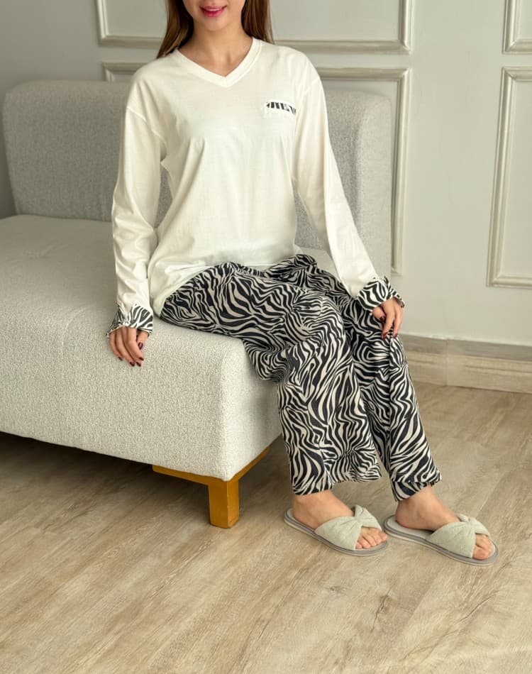 ست بلوز شلوار پنبه لاکرا یقه هفت