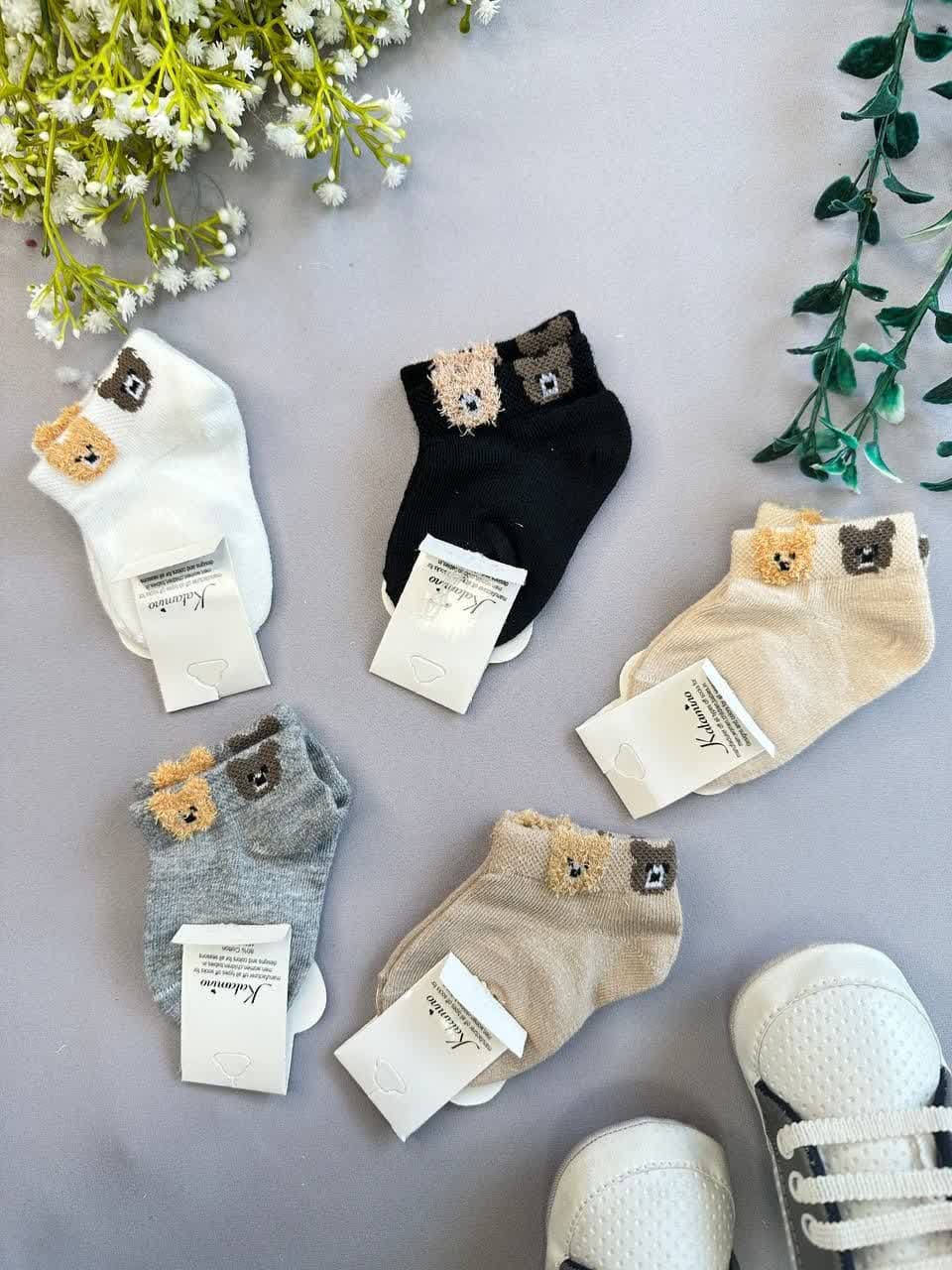 جوراب طرح دو تدی نوزادی و کودک کد 71071