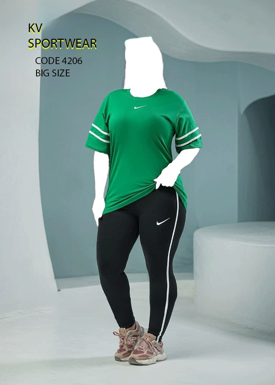 ست تیشرت شلوار نخ پنبه سایز بزرگ ورزشی زنانه NIKE کد 0011