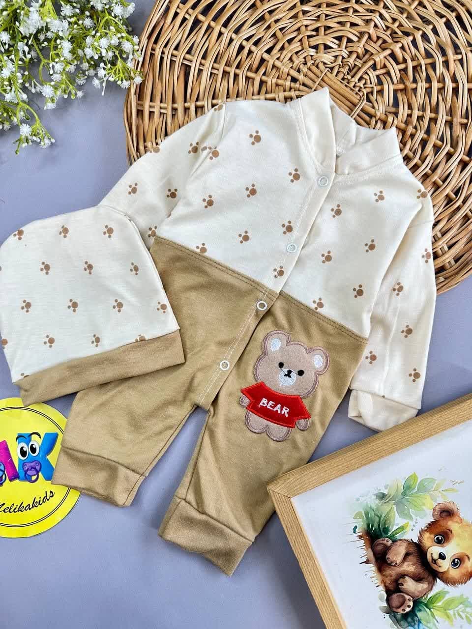 سرهمی Bear قرمز و پنجه گلدوزی نوزادی و کودک کد 112044