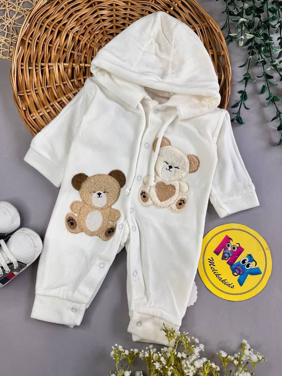 سرهمی مخمل طرح دو تدی نشسته نوزادی و کودک کد 112123