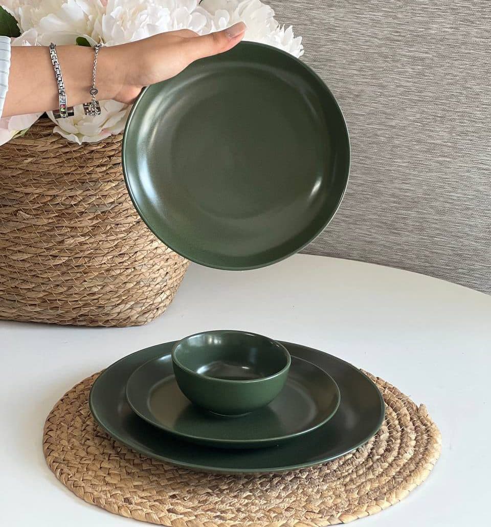 سرویس غذاخوری تک نفره طرح ایکیا – رنگ سبز یشمی ری اکتیو