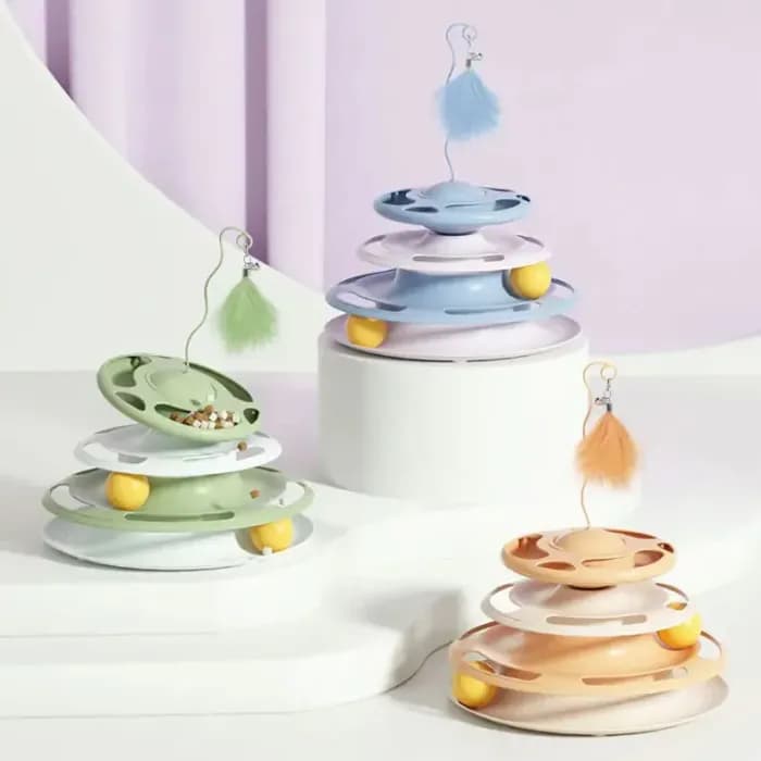 اسباب بازی گربه ریلی سه طبقه پردار تشویقی خور